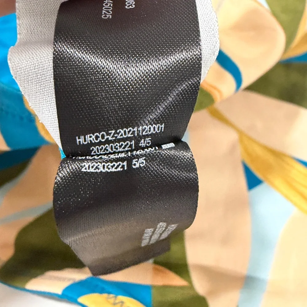 Hurley Tropical Leaf Print Side Tie Bikini Bottoms‎ Blue Green Yellow L HURCO-Z